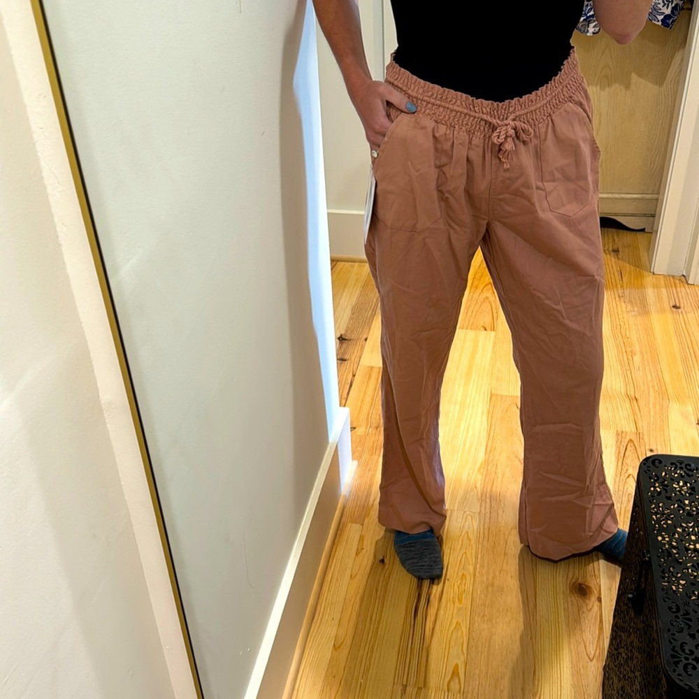 Pink linen pants